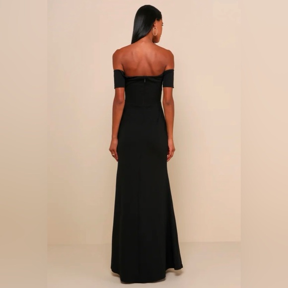 Lulu's Lynne Black Off-the-Shoulder Maxi Dress Formal Black Tie Size Small - Picture 6 of 13